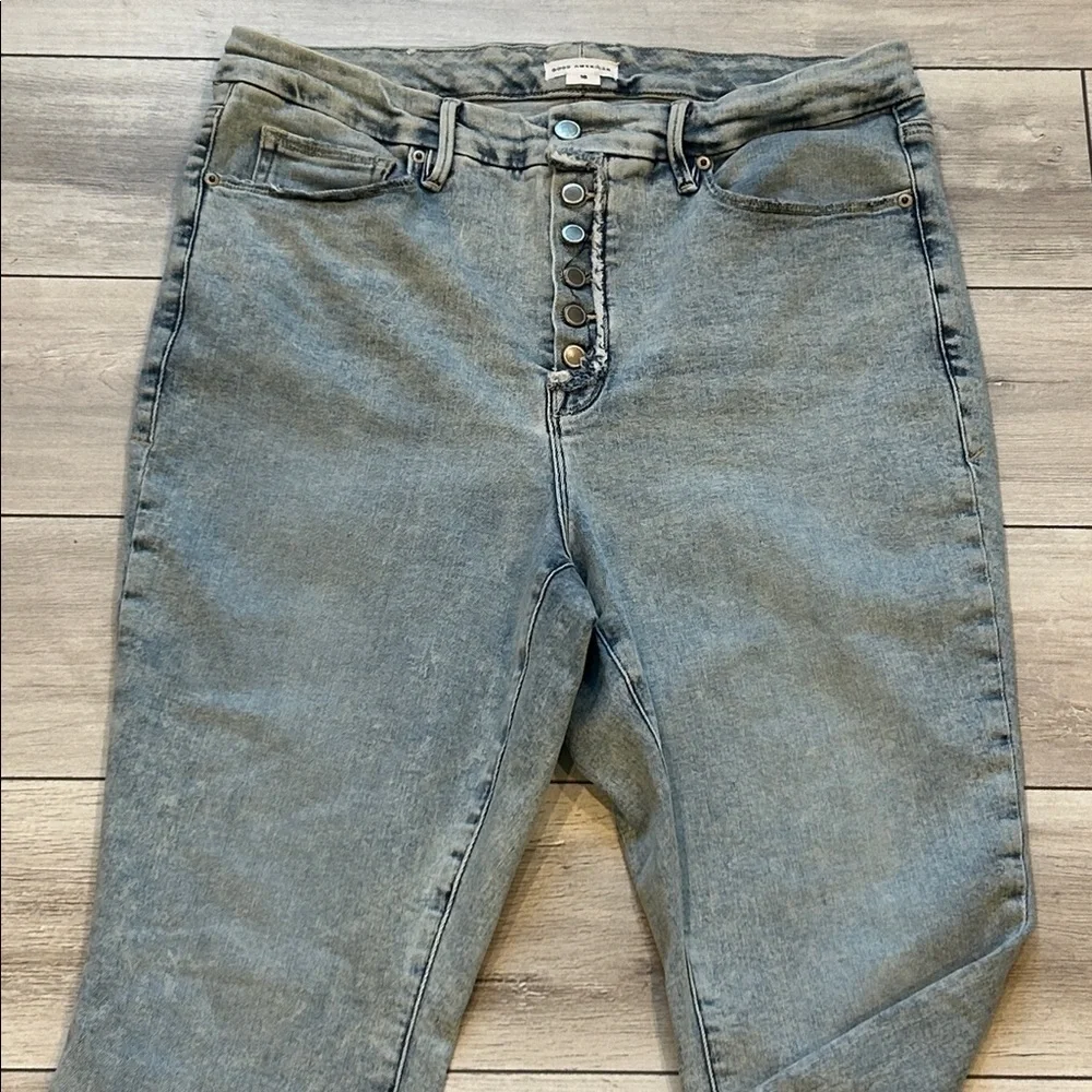 Good American acid wash skinny ankle jeans button fly size 16 plus